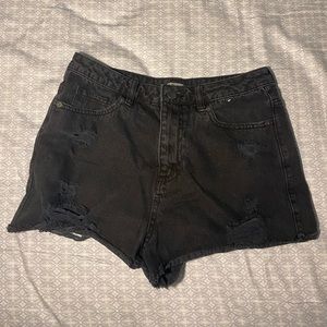 Primark Black Ripped Denim Shorts Size 6